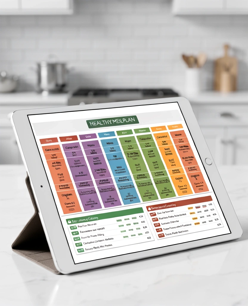 Ernährungsplan auf Tablet